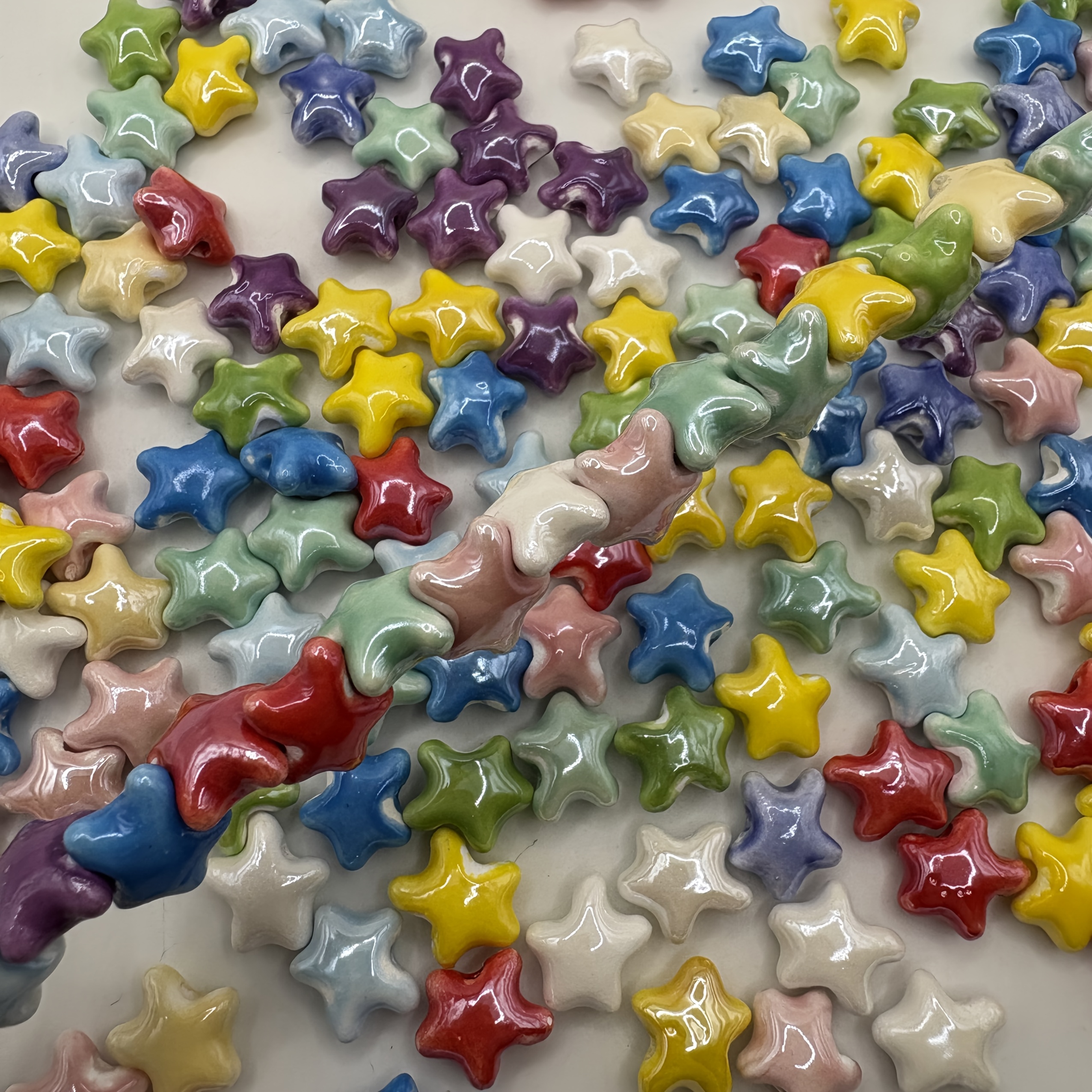 15pcs Colorful Star Ceramic Beads for DIY Jewelry Making